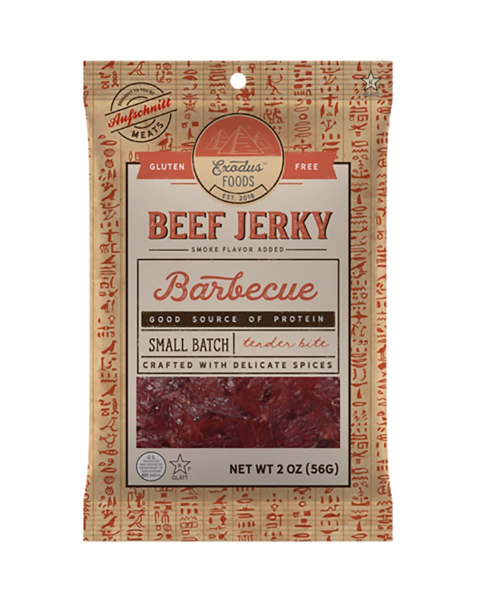 Exodus Passover Beef Jerky | Kosher (Star-K Certified) | Gluten Free (BBQ, 12 Pack) | By Aufschnitt Meats