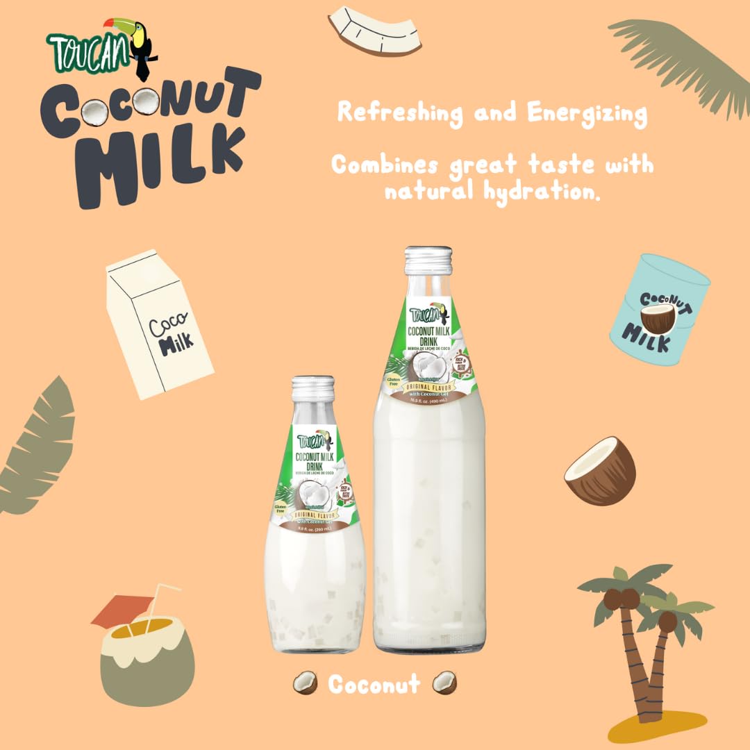 Pocas Coconut Milk Drink with Nata De Coco, 9.8 Fl Oz, Pack of 4, Original Flavor