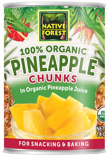 Native Forest Organic Pineapple Chunks - Canned Pineapple Chunks In Juice, Canned Fruit, Pineapple Canned, Pineapple Juice - 14 Ounce (Pack Of 6)