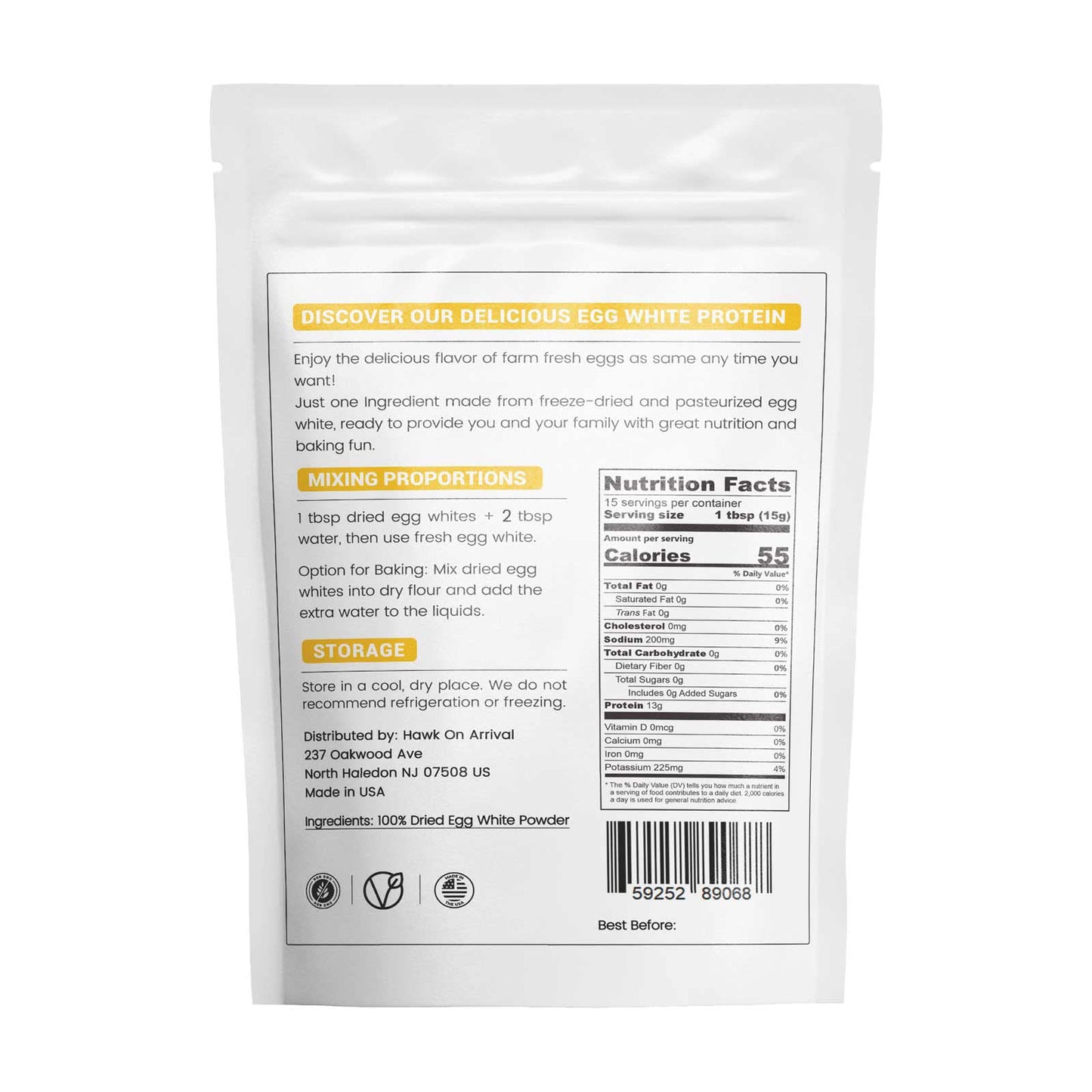 Orgfun Egg White Powder 8 Oz, Pasteurized Egg White Powder, Gluten-Free, Non-Gmo, Made In Usa Great For Scrambled Egg Whites