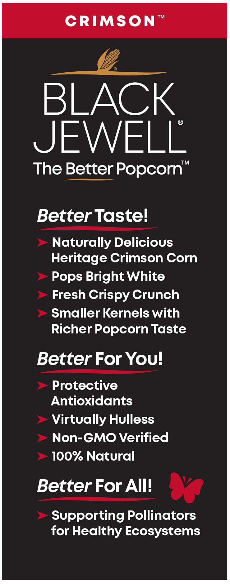 Black Jewell Gourmet Popcorn Kernels, Crimson Red, 28.35 Ounces (Pack Of 3)