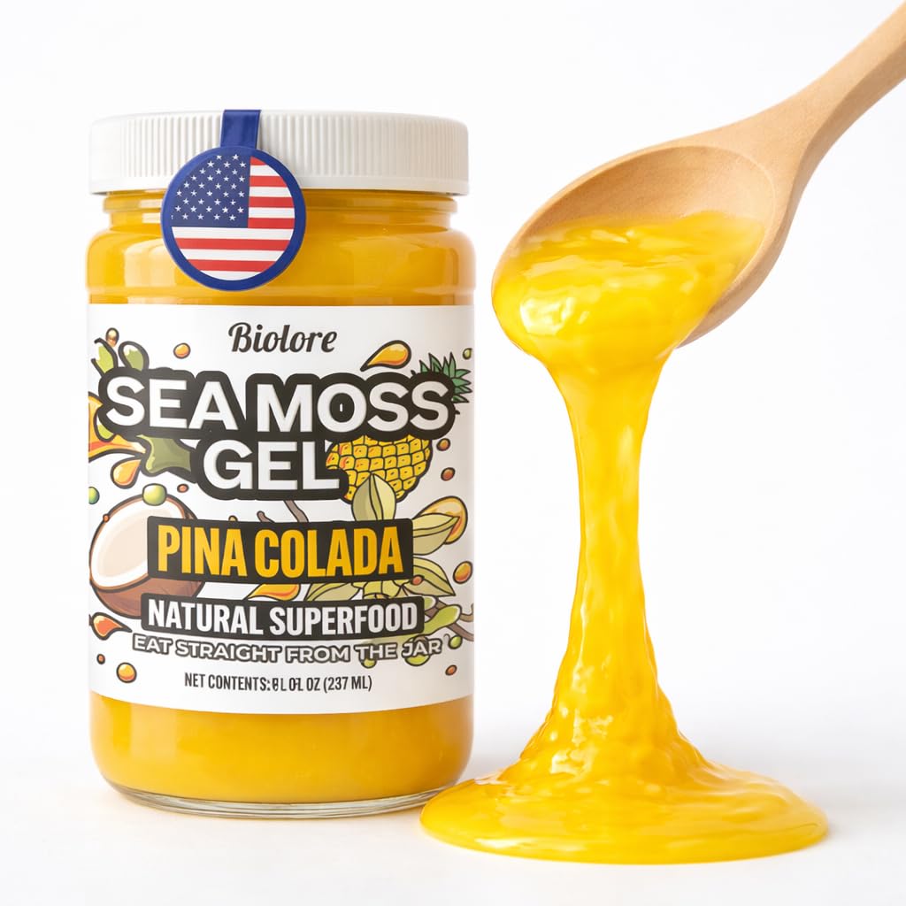 Biolore Sea Moss Gel Pina Colada Made in USA Raw Wildcrafted Irish Seamoss Essential Vitamins Trace Minerals Vegan Superfood, Ja