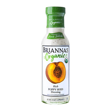 Briannas - Organic Rich Poppy Seed Dressing - Certified Kosher & Organic Salad Dressing Made With Premium Ingredients - 10 Oz. Bottle