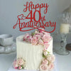 Sleyberoy red Glitter Happy 40th Anniversary Cake Toppers -Wedding Anniversary Party Decorations, 40th Wedding Anniversary, Comp