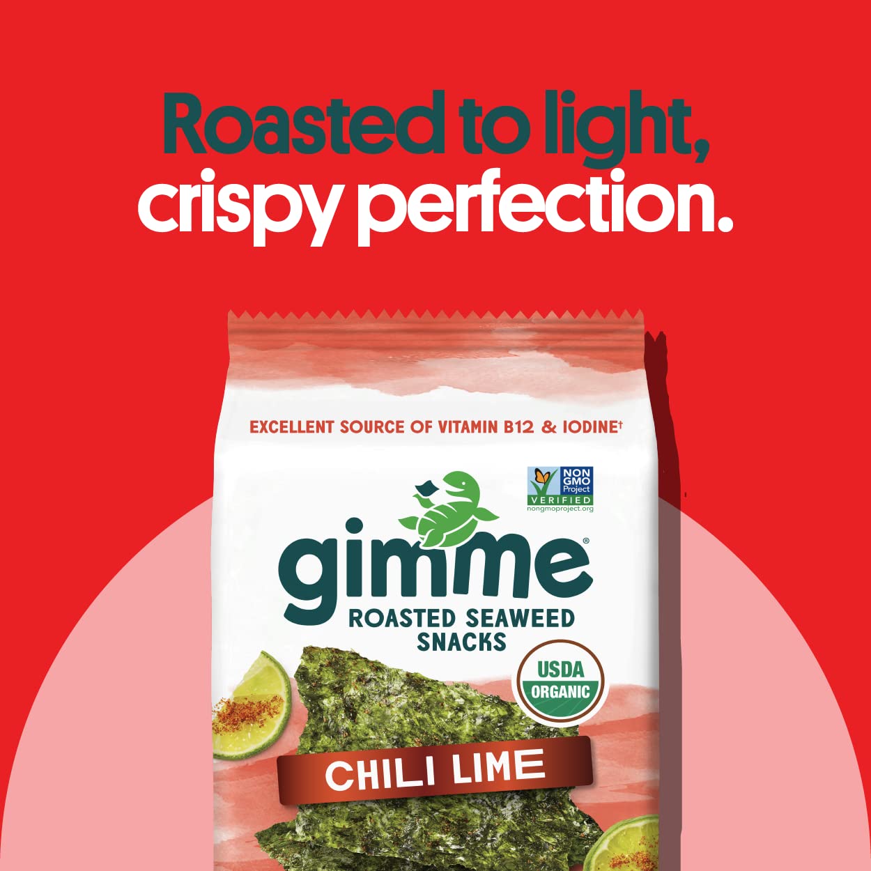 Gimme Seaweed - Chili Lime - 12 Count Sharing Size - Organic Roasted Seaweed Sheets - Keto, Vegan, Gluten Free - Great Source Of