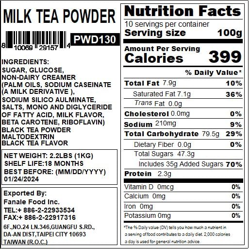 Fanale Premium Milk Tea Flavoring Powder | Perfect For Baking, Smoothies, Desserts And Drinks | Instant Flavoring Powder For Bob