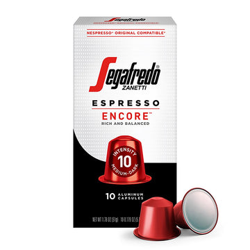 Segafredo Zanetti Espresso Capsules - Medium-Dark Roast - 10 Count - Aluminum Pods for Nespresso Original Machines