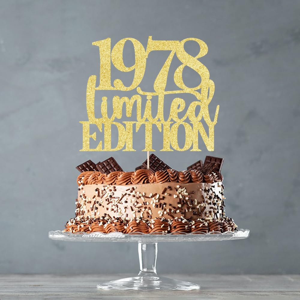 Limited Edition 1978 Cake Topper 47Th Birthday Happy Birthday Cake Topper Men And Women Cheer 47Years Old Handmade Golden Glitte