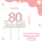 Laskyer 80 & Fabulous Silver Pink Rhinestone Cake Topper - Happy 80Th Birthday Cheers To Eighty Years Old Bday Party Metal Spark