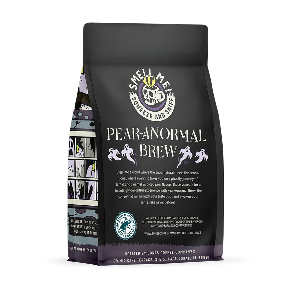 Bones Coffee Company Pear-A-Normal Brew Whole Coffee Beans, Caramel & Spiced Pear Flavor, Medium Roast, 12 oz