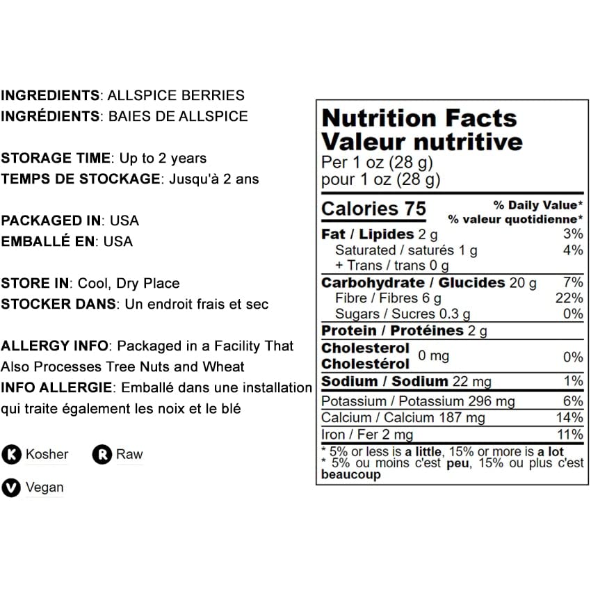 Food To Live Whole Allspice Berries, 8 Ounce - Jamaican Pepper, Vegan, Kosher, Bulk. High In Fiber, Calcium. Great For Spicing,