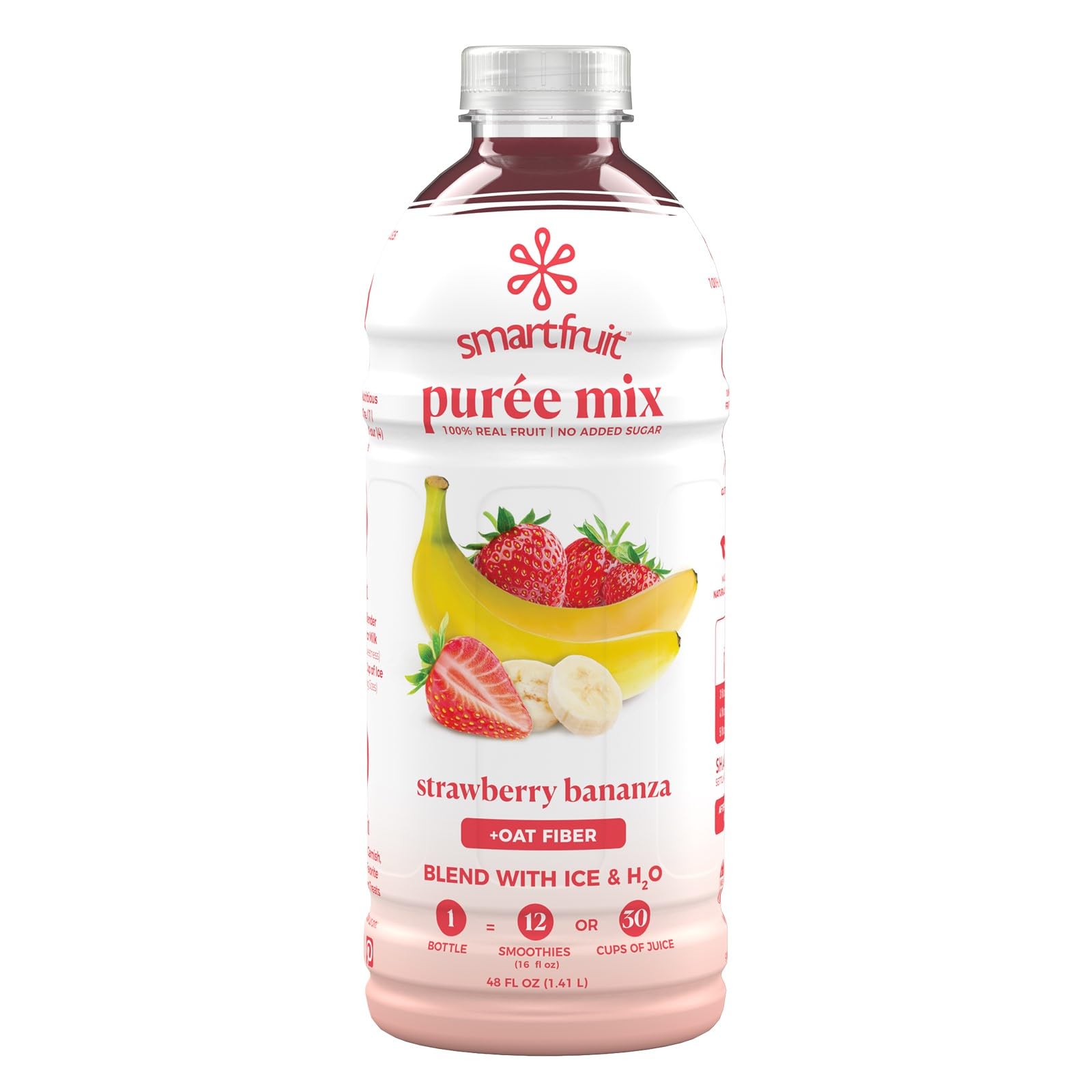Smartfruit - 100% Real Fruit Pur  E, Non-Gmo, No Additives, Vegan - 48 Fl. Oz (Strawberry Bananza)