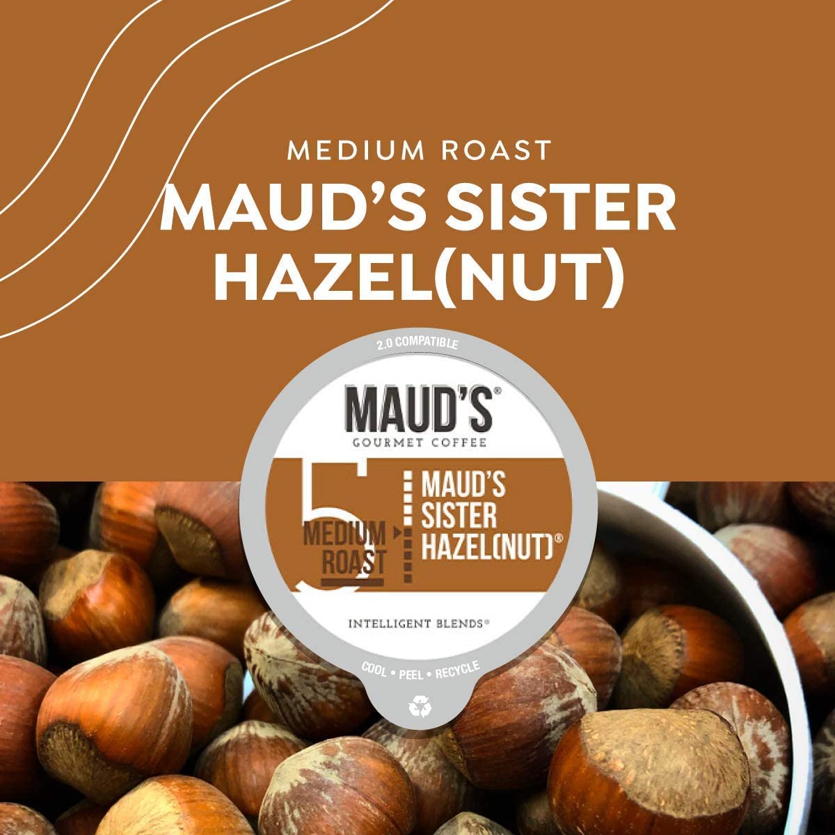 Mauds Sweet Hazelnut Flavored Coffee Pods  100 ct | Sister Hazelnut Flavor | 100% Arabica Medium Roast Coffee | Solar Energy Produced Recyclable Pods Compatible with Keurig K Cups Maker