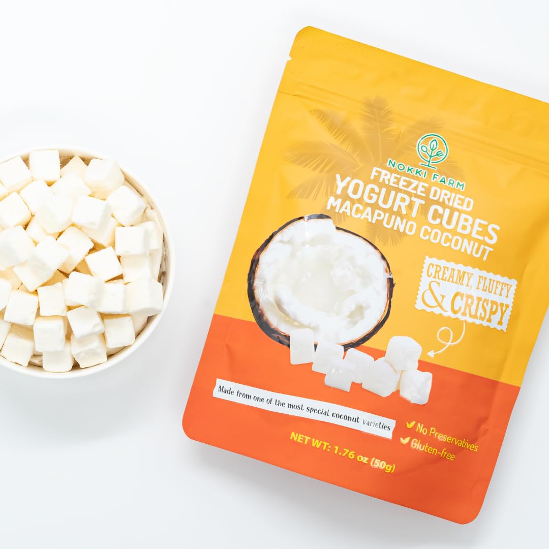 NOKKI FARM Freeze-dried Macapuno Coconut Yogurt Melts, Pack of 3, 50g, No Artificial Colors, Non-GMO