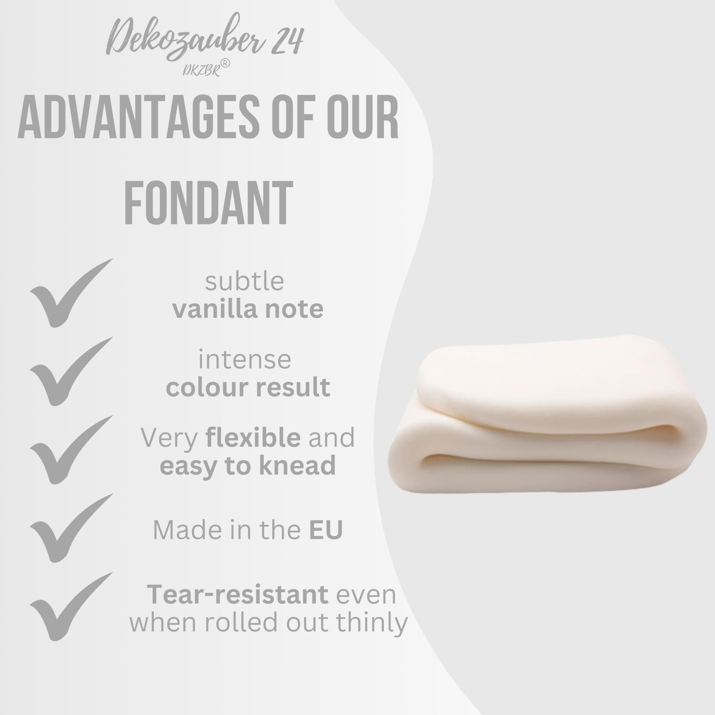 Dekozauber24 Fondant Icing, Gluten Free, Vanilla Flavor, 8.8 oz, White