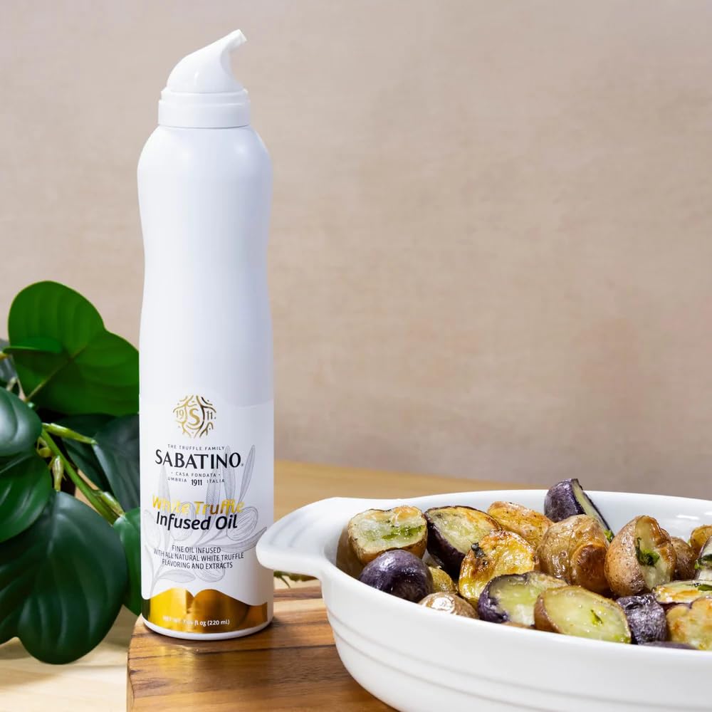 Sabatino White Truffle Oil Spray - All-Natural Premium Italian White Truffle-Infused Olive Oil, Gourmet Finishing Oil For Pasta,