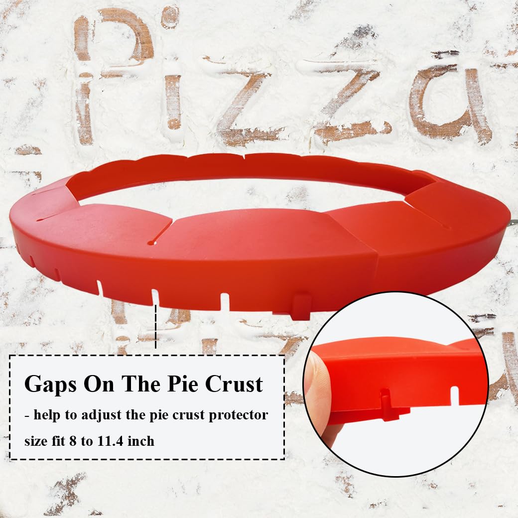 Adjustable Silicone Pie Crust Shields Baking Protectors Cover Ring Fits 8-11.4 Inch Pies Baking Pie Crust Shield Protector Cover