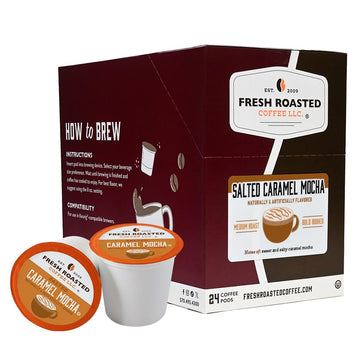 Fresh Roasted Coffee, Salted Caramel Mocha, Flavored Coffee Pods, K-Cup Compatible, 24 Count