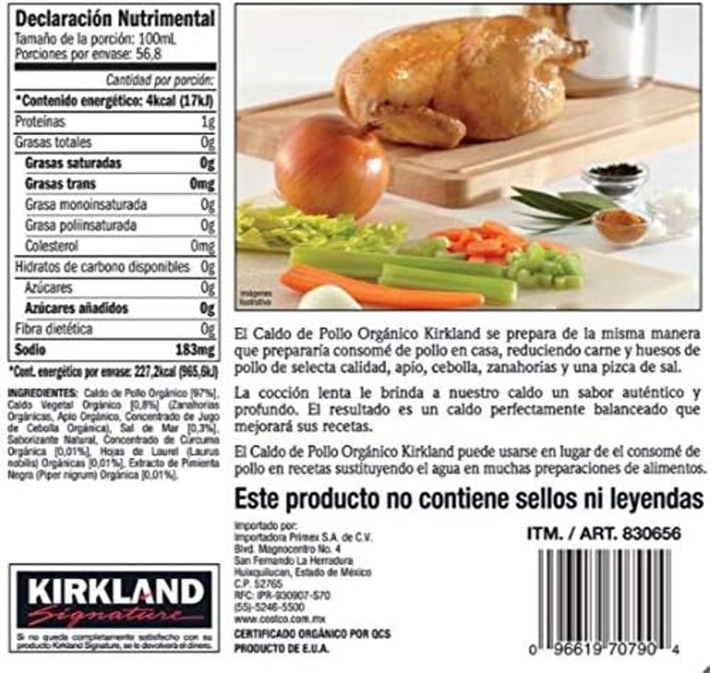 Kirkland Signature Organic Gluten-Free Chicken Stock Reasealable Cartons: 6-Count (32 Fl Oz.)
