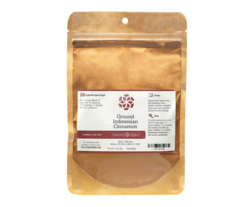 Savory Spice Ground Indonesian Cinnamon - Indonesian Cinnamon Powder for Baking, Baked Goods & Desserts (1/2 Cup Bag - Net: 2.1 