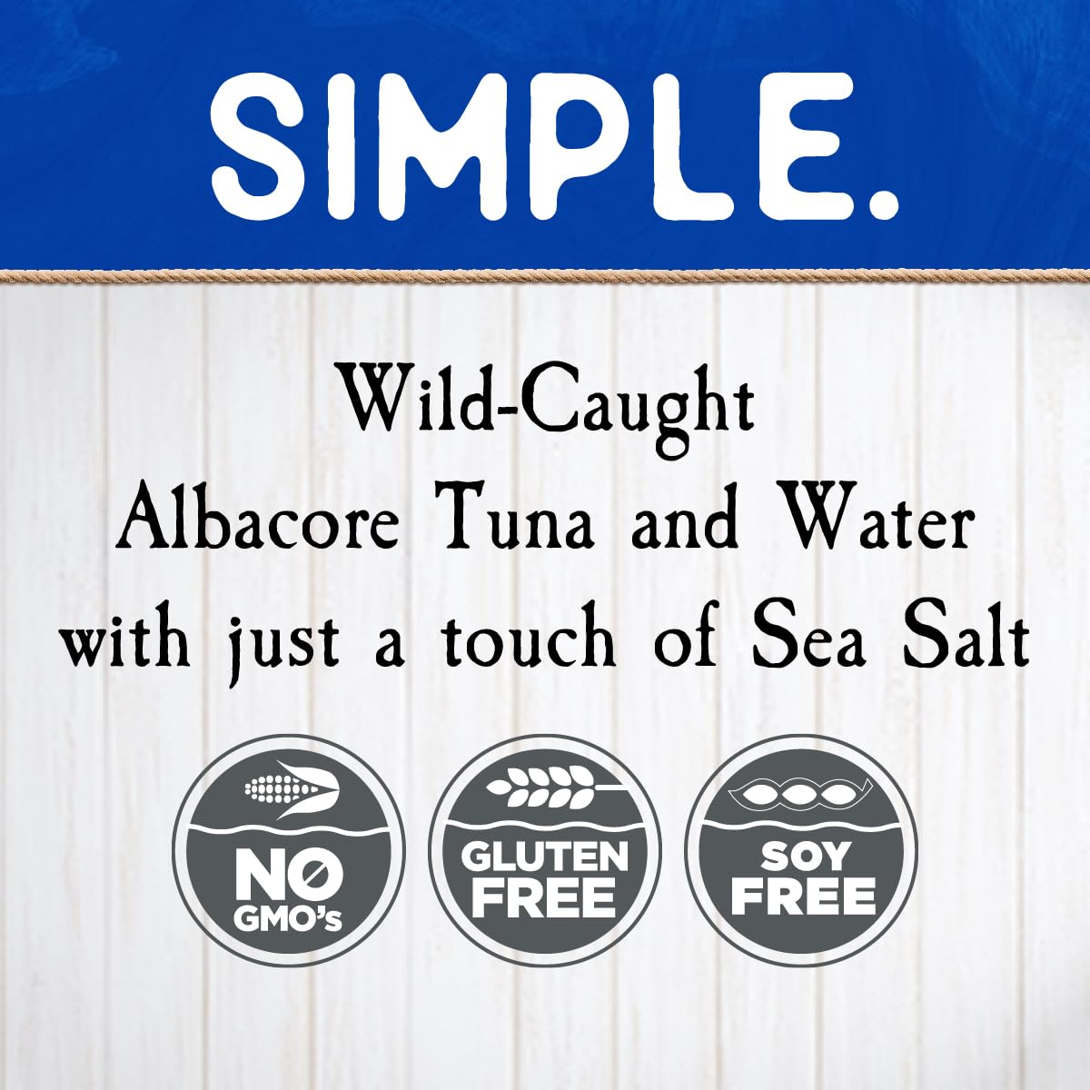 Blue Harbor Fish Co. Wild Albacore Solid White Tuna in Water with Sea Salt - 4.6 oz Can