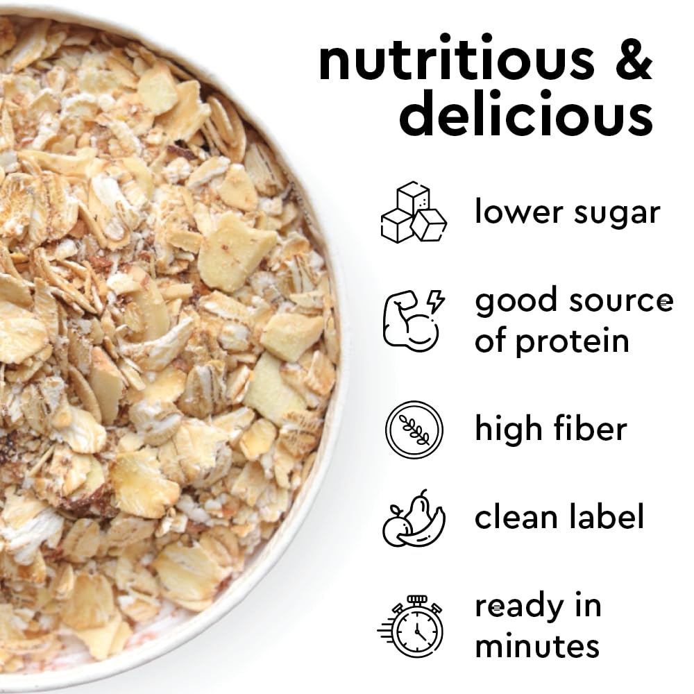 Mylk Labs Almond Gluten Free Oatmeal Cups - Low Sugar Breakfast  High Fiber Thin Rolled Oats  High Protein Instant Oatmeal  Non GMO  Vegan - 6 Pack