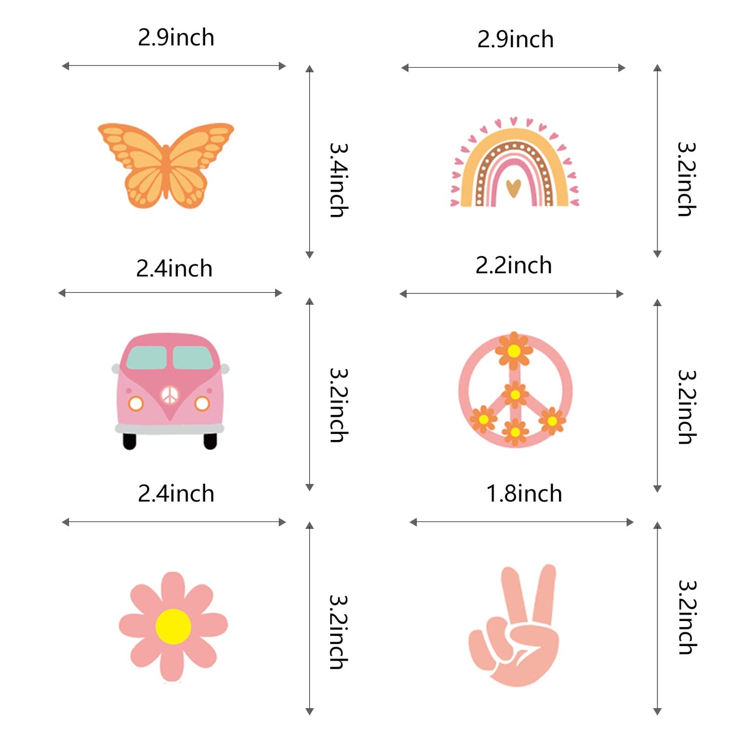 48Pcs Hippie Party Cupcake Toppers For Two Groovy Birthday Party Decorations Boho Rainbow Party Supplies