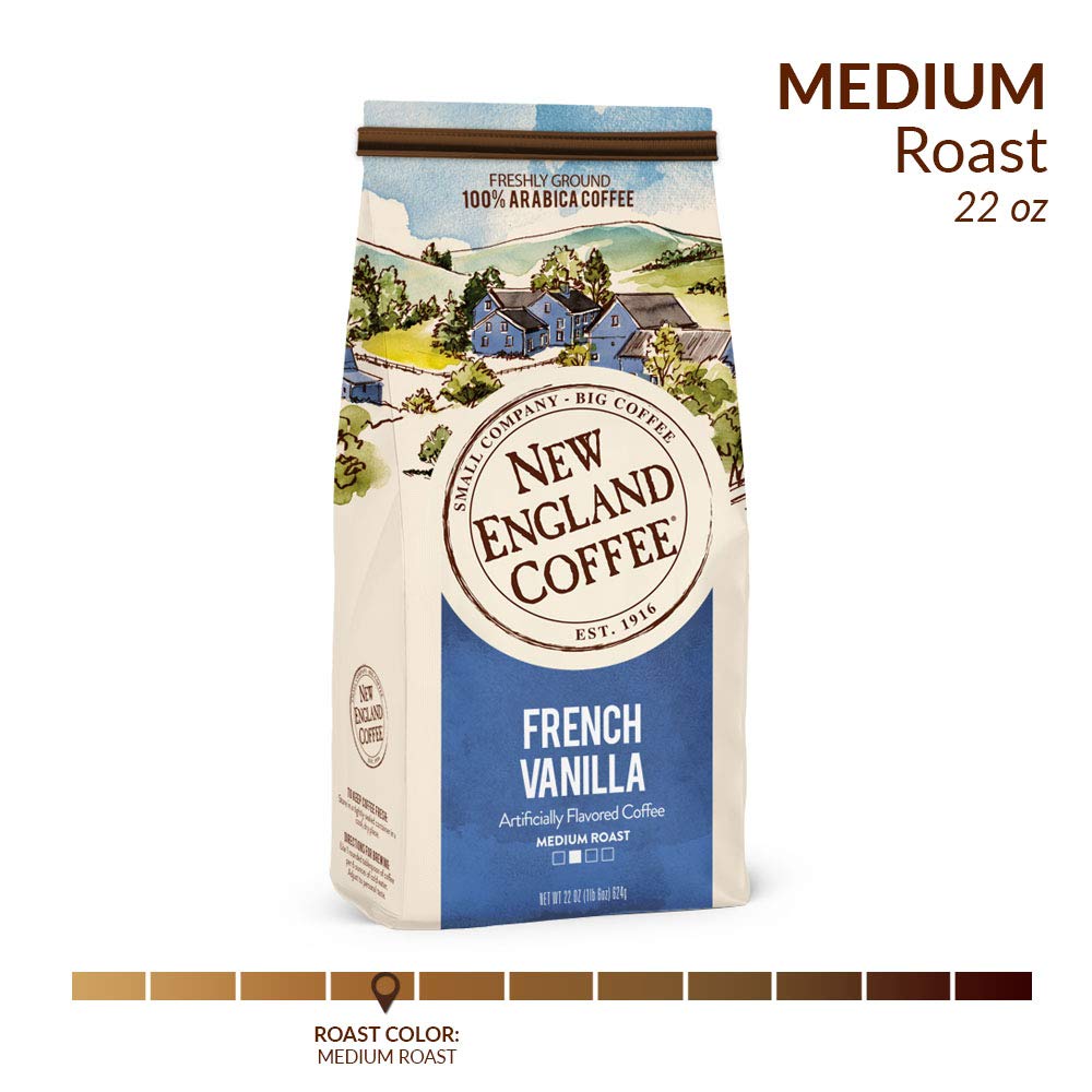 New England Coffee French Vanilla Medium Roast Ground Coffee, 22Oz Bag (Pack Of 1)