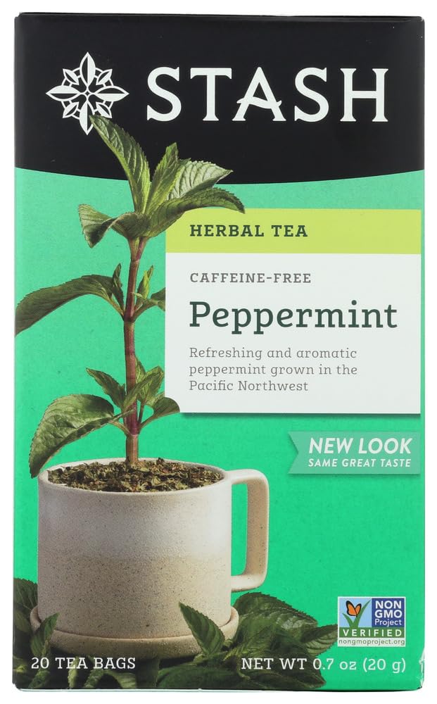 Stash Herbal Peppermint Tea, 20 Bags, Caffeine-Free, Natural Flavor