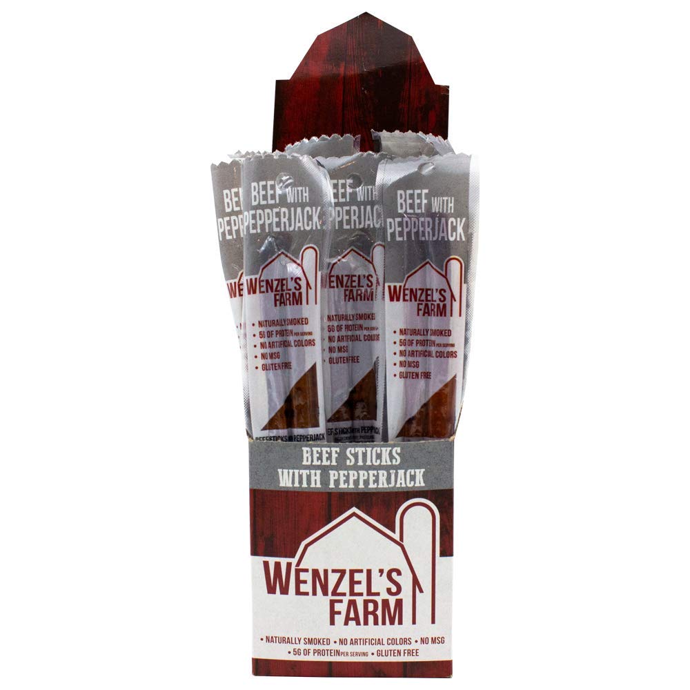 Wenzels Farm Beef Snack Sticks, Naturally Smoked, High Protein, Gluten Free, 32 Count