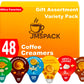 Coffee Creamer Single Serve Variety Pack, Gift Assortment Box, French Vanilla, Irish Cream, Caramel Macchiato, Sweet Cream, Chocolate Caramel, Hazelnut (Box Of 48Ct/ 6 Different Flavor), For Home, Office, Coffee, Bar, Gift.