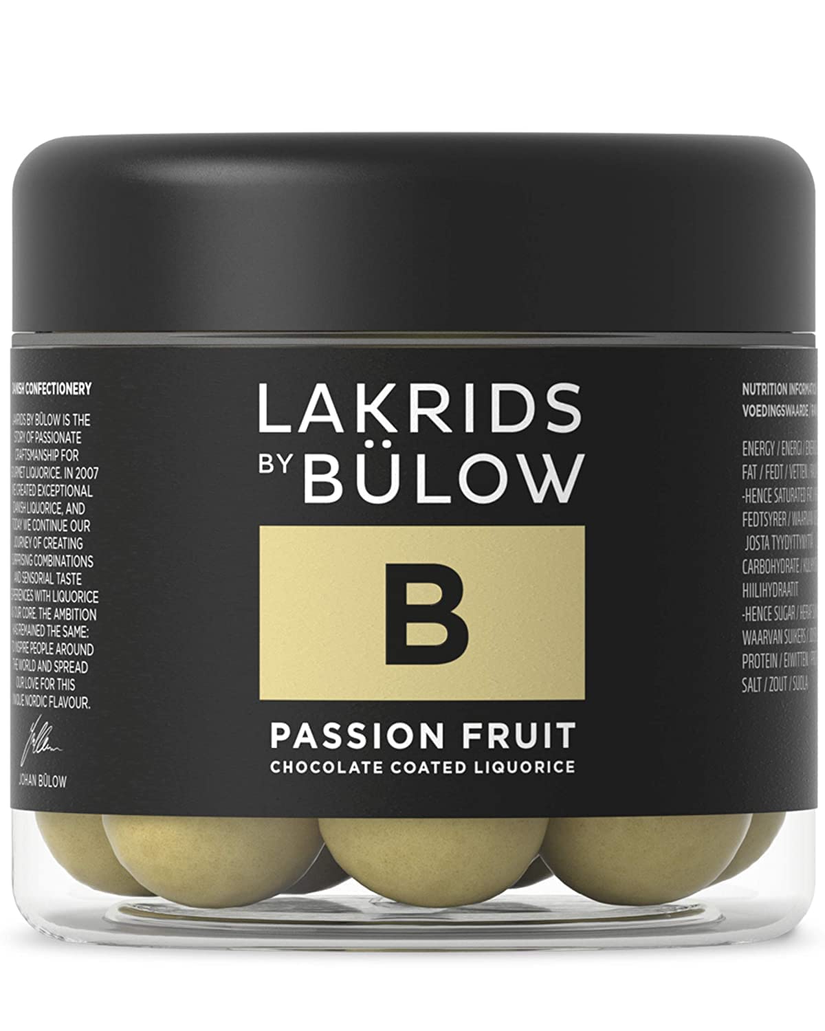 Lakrids By Blow - B - Passion Fruit - 4.41 Oz - Chocolate Coated Gourmet Licorice - Authentic Scandinavian Candy Produced In Den