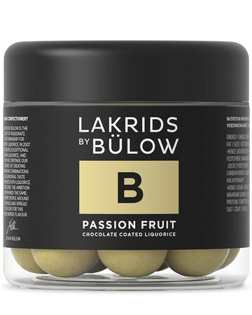 Lakrids By Blow - B - Passion Fruit - 4.41 Oz - Chocolate Coated Gourmet Licorice - Authentic Scandinavian Candy Produced In Den