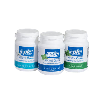 Epic Xylitol Chewing Gum - Sugar Free & Aspartame Free Chewing Gum Sweetened W/Xylitol For Dry Mouth & Gum Health (Assorted, 50-