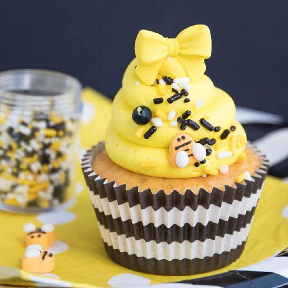 Sweets &   Boutique Edible Sprinkles for Cake Decorating, 4 Ounce, Yellow Black White Bee Hive
