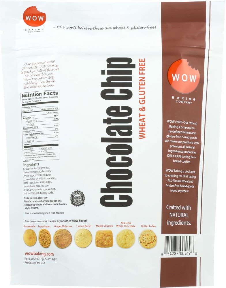 Wow Baking Company Cookies Gluten Free Chocolate Chip -- 8 Oz Each / Pack Of 2