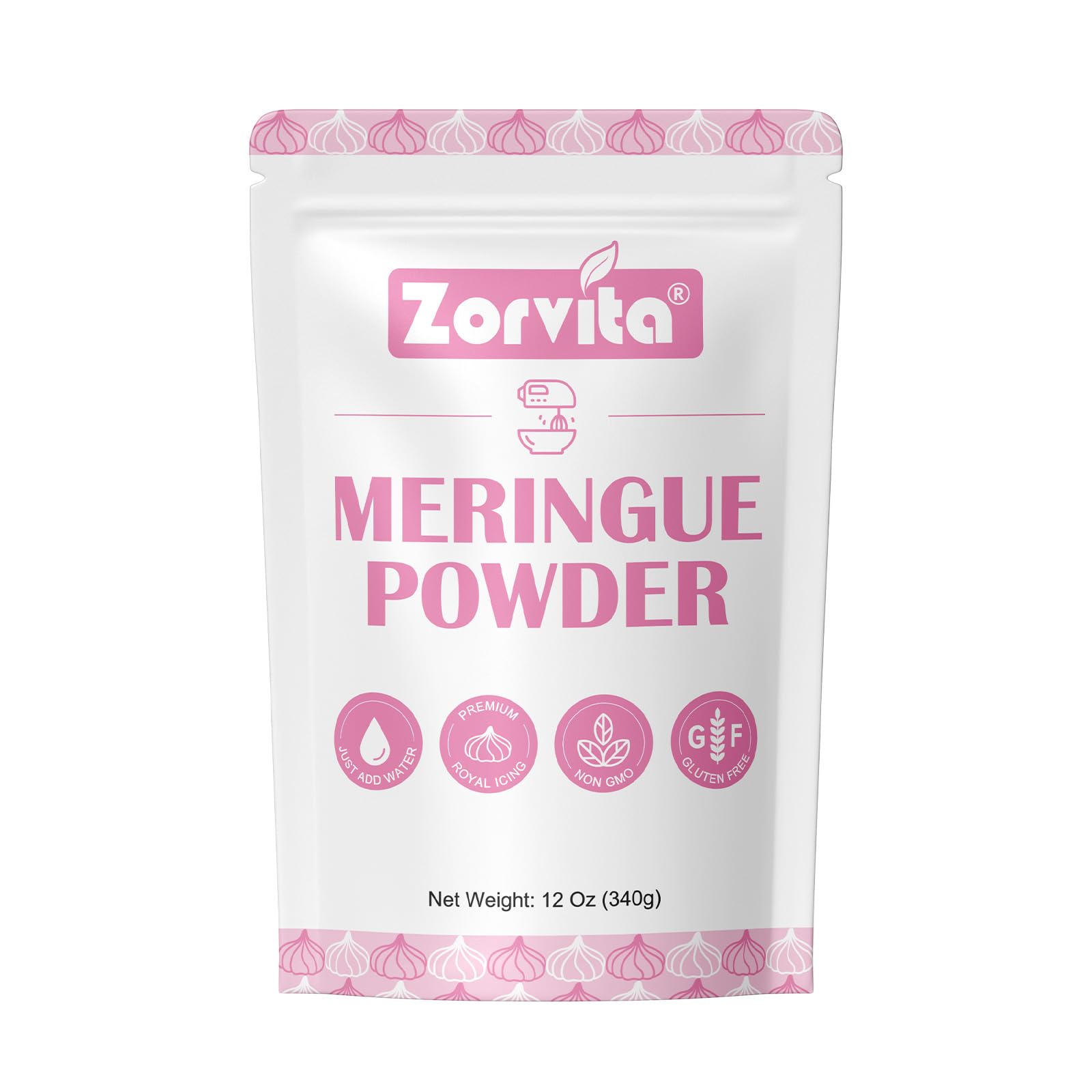 Zorvita Top-Grade Meringue Powder For Royal Icing And Baking  High Egg White Content  Less Sugar  Non-Gmo  Gluten-Free  No Fillers Or Preservatives  Easy To Use 12 Oz