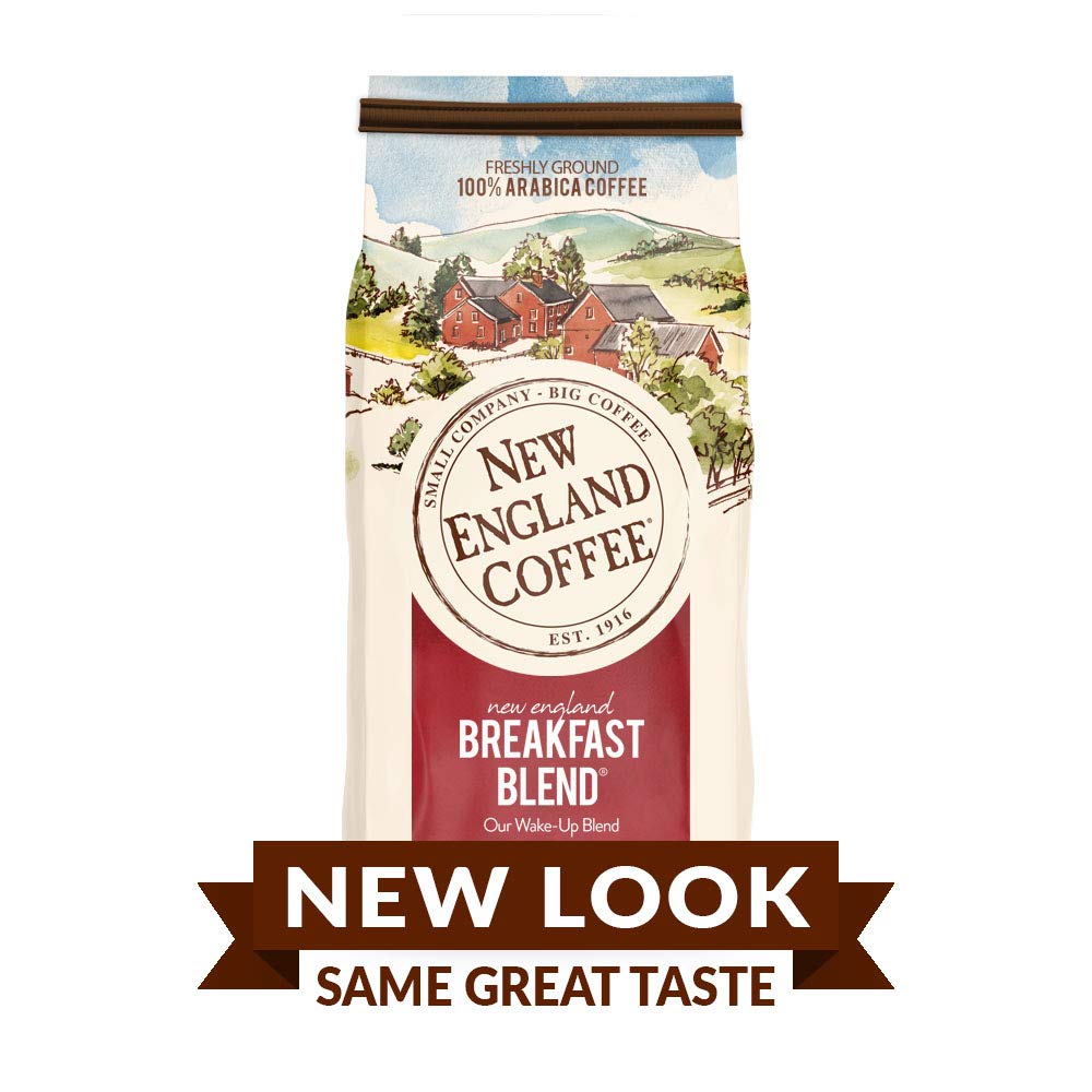 New England Coffee Breakfast Blend Medium-Roast Ground Coffee, 12-Ounce (Pack of 3), Rich Taste & Aroma