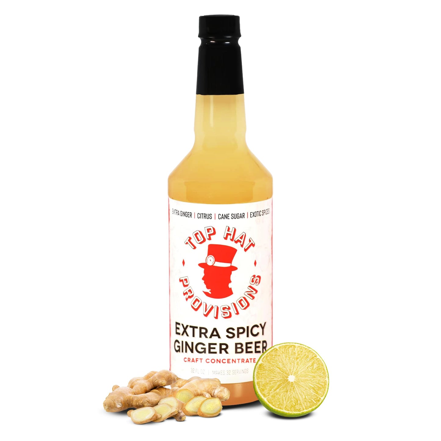 Top Hat Provisions Ginger Beer Syrup - Extra Spicy - 32 Fl Oz Bottle - Moscow Mule Mix