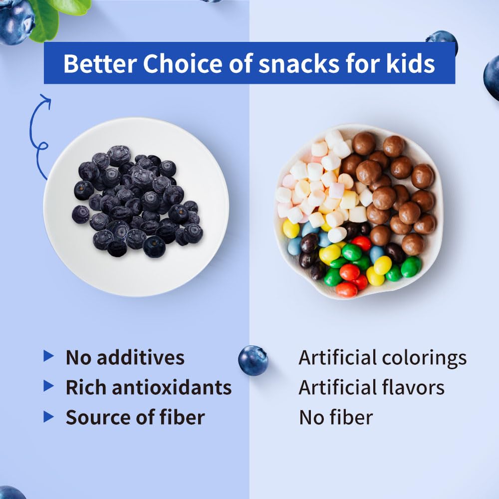 Frenature Freeze Dried Blueberry, 100% Natural Freeze Dried Fruits, Canada Grade A Whole Dried Blueberries, Camping Food & Healt