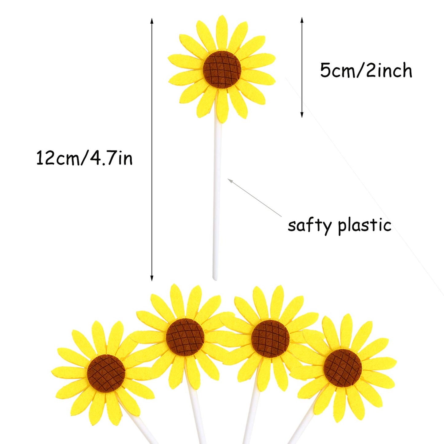 Diyasy Sunflower Cupcake Toppers,30 Pcs Sunflower Cake Topper Kit For Sunflower Birthday Party Decorations Supplies