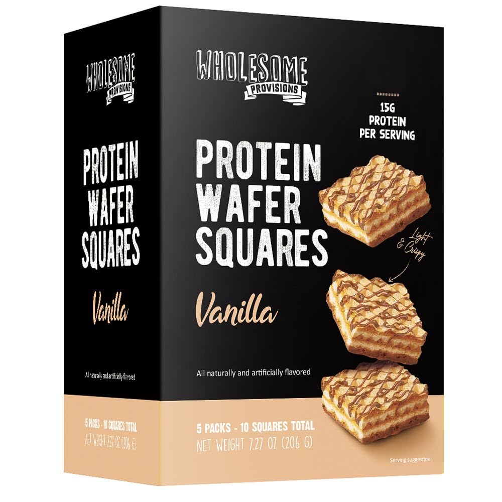 Protein Wafer Squares  15G Protein  Lower Sugar  Light & Crispy Snack  Guilt-Free Healthy Dessert Treat  10 Squares Total (Vanilla  Pack Of 1)