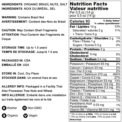 Food to Live Organic Dry Roasted Brazil Nuts, 2 Pounds, Non-GMO, Vegan, Kosher, Lightly Salted, Keto-Friendly Snack