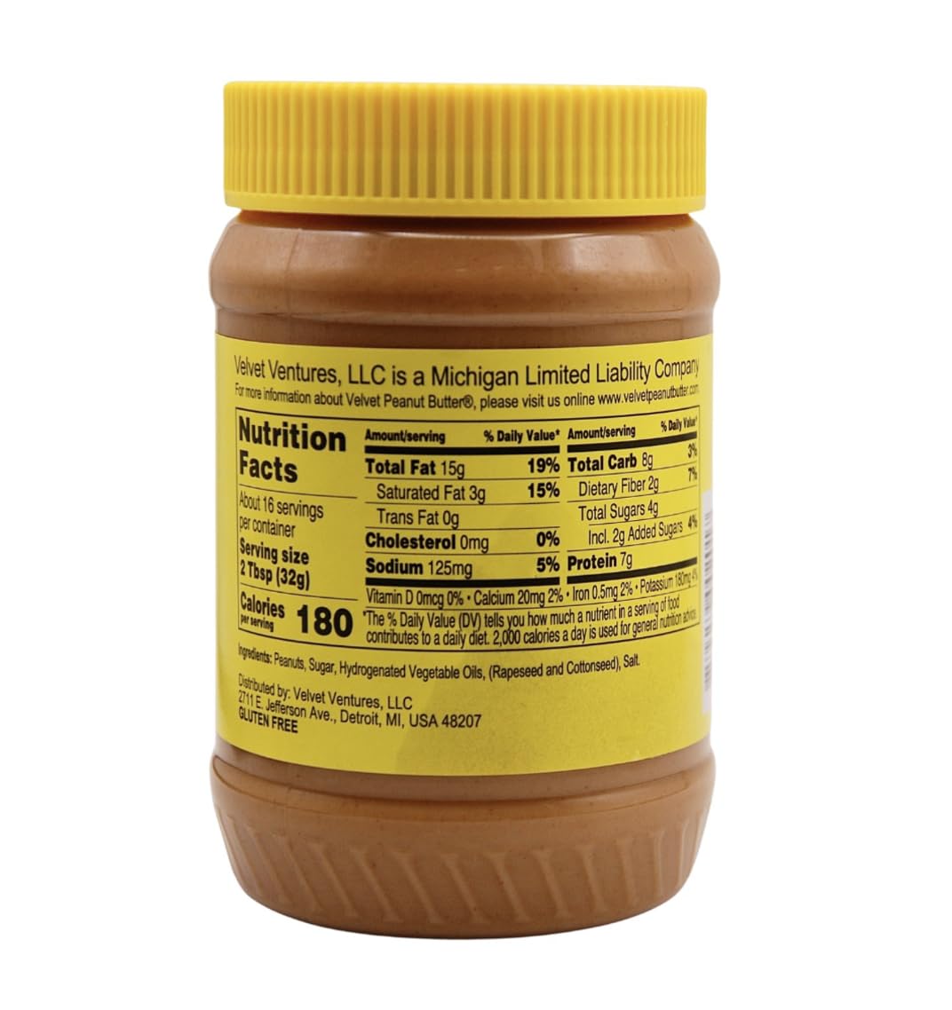 Velvet Peanut Butter, Creamy - Detroits Classic Since 1937, with Fresh, Pure, Delicious    Label, Made in the USA, Gluten-Free,