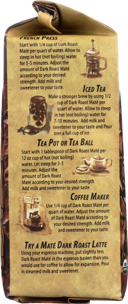 Certified Organic Yerba Mate - Dark Roast 12 oz. loose tea - (Pack of 3)