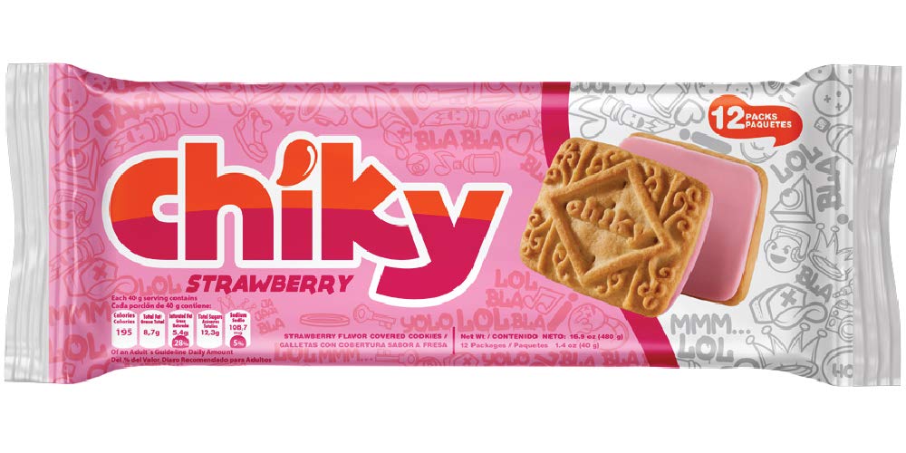 Chiky Strawberry Fudge Cookies, Crunchy & Sweet, Smooth Cream Center, Crispy Texture That Melts In Every Bite, 16.9 Ounces, 1 Box Contains 3 Bags, Each With 12 Individual Packs.