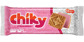 Chiky Strawberry Fudge Cookies, Crunchy & Sweet, Smooth Cream Center, Crispy Texture That Melts In Every Bite, 16.9 Ounces, 1 Box Contains 3 Bags, Each With 12 Individual Packs.