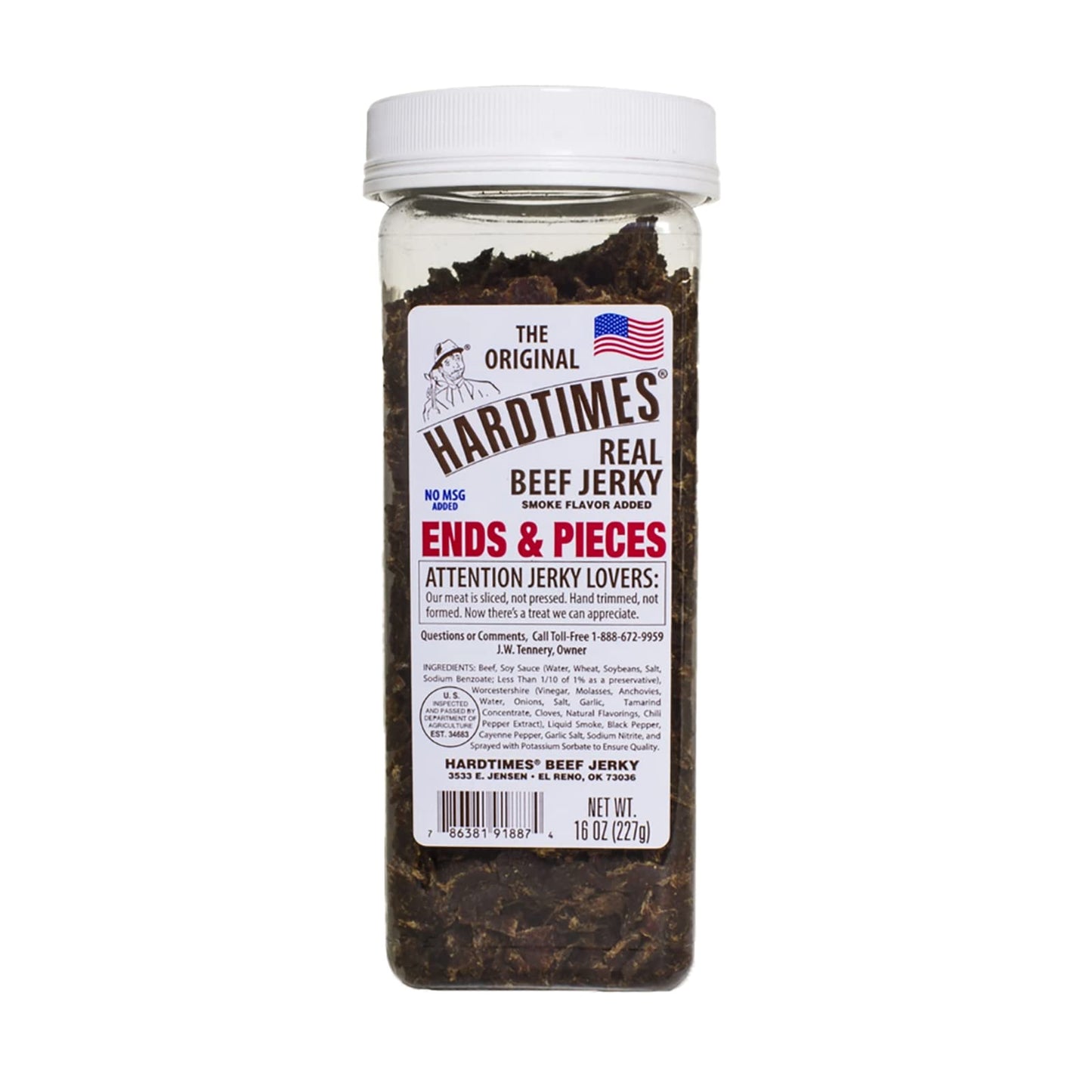 Hardtimes Beef Jerky Ends and Pieces - Original Flavor - 16 oz Jar