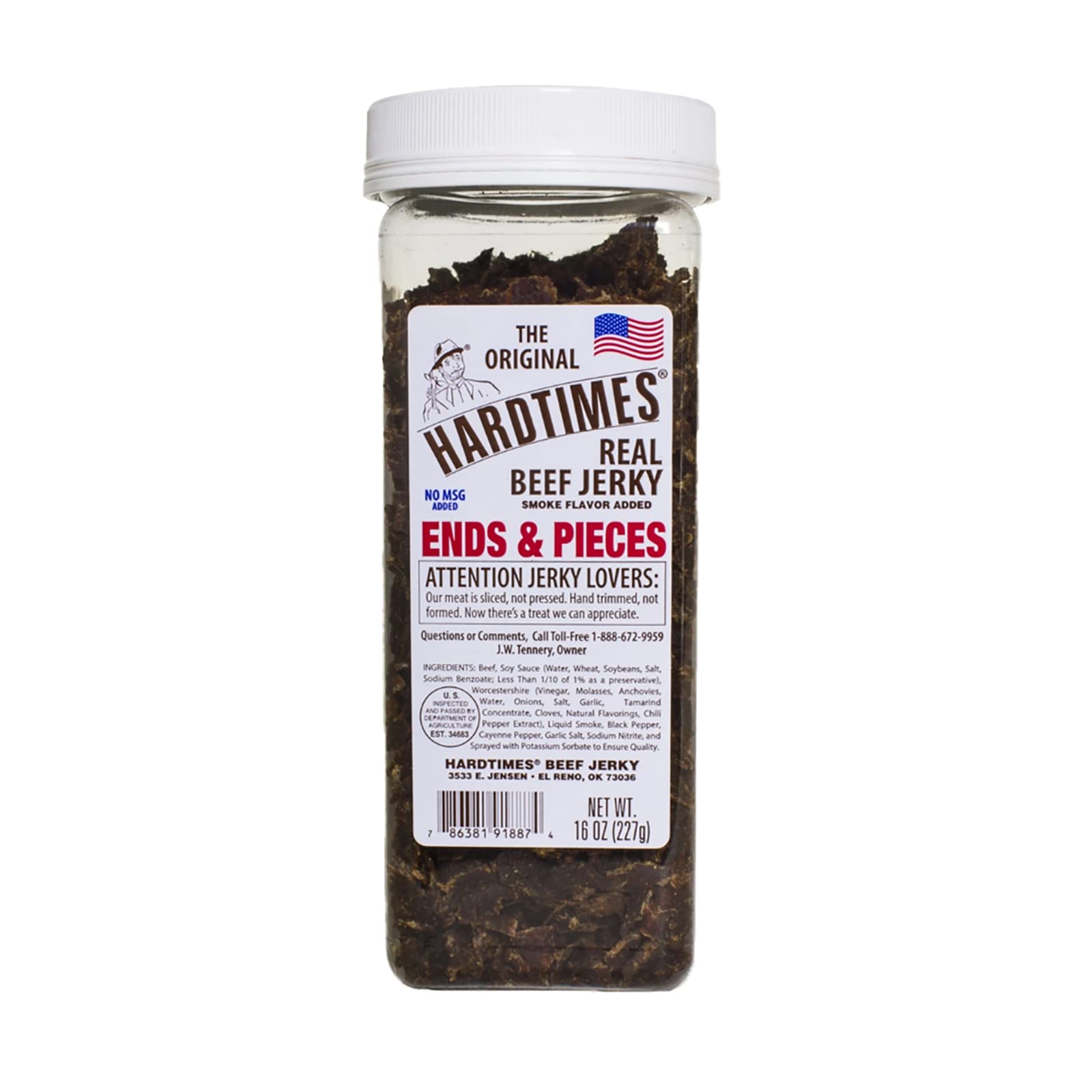 Hardtimes Beef Jerky Ends and Pieces - Original Flavor - 16 oz Jar