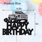 Qerleny Black Glitter Pickup Truck Cake Toppers, Pickup Truck Happy Birthday Cake Toppers Farm Pickup Truck Party Cake Party Dec